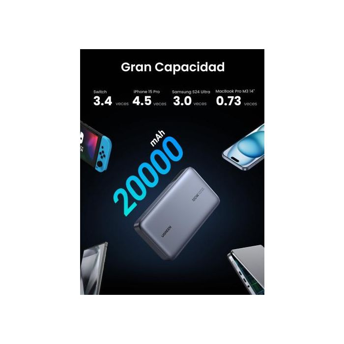 Ugreen 25188 Batería Externa 20000 Mah Gris 7 Ugreen 25188 Batería Externa 20000 Mah Gris 7