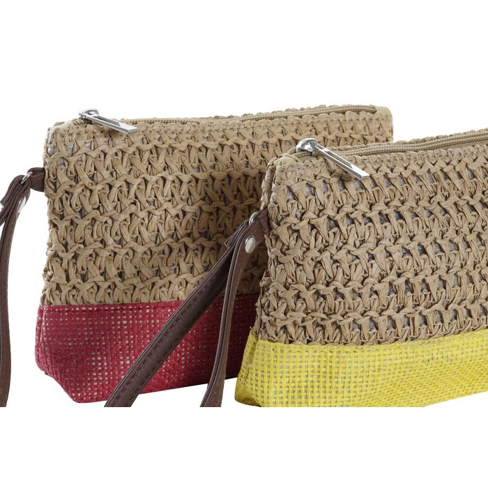 DKD Home Decor Neceser Boho de Fibra Colores Surtidos (Amarillo, Azul, Rojo, Beige) 20x15x5 cm - Pack 4 Unidades 3 DKD Home Decor Neceser Boho de Fibra Colores Surtidos (Amarillo, Azul, Rojo, Beige) 20x15x5 cm - Pack 4 Unidades 3