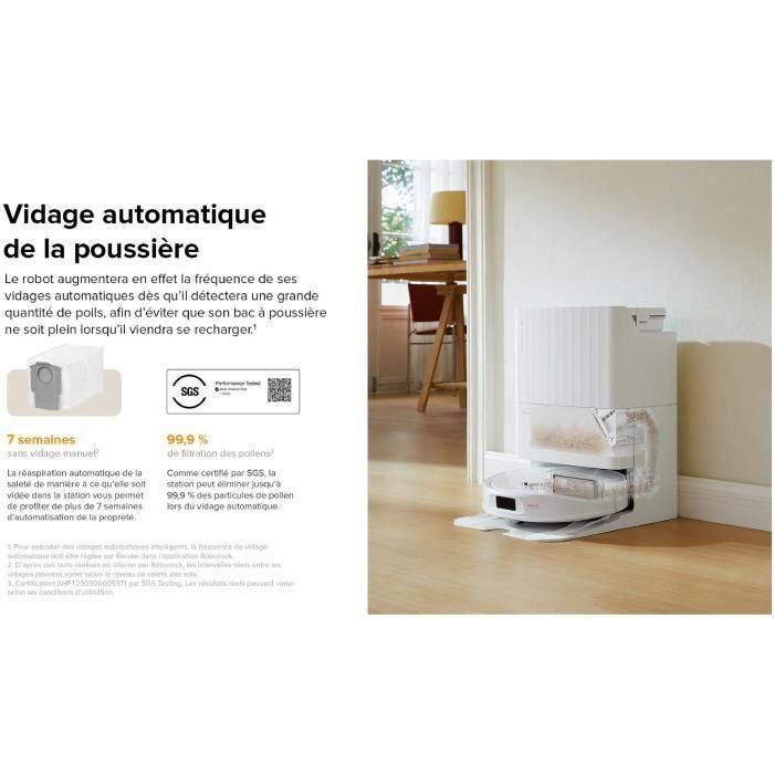 Aspiradora robot Roborock QRevo Plus blanca con estación multifunción - Potencia de 7000 Pa - Mopa extensible 2