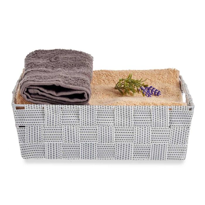 Cesta de Tela Rectangular Kipit 23 cm Blanco - 3L, Poliéster (48 Unidades) 4
