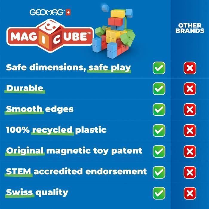 Bloques magnéticos - GEOMAG - Magicube 060 - 6 piezas - Apilables - Plástico reciclado 3 Bloques magnéticos - GEOMAG - Magicube 060 - 6 piezas - Apilables - Plástico reciclado 3