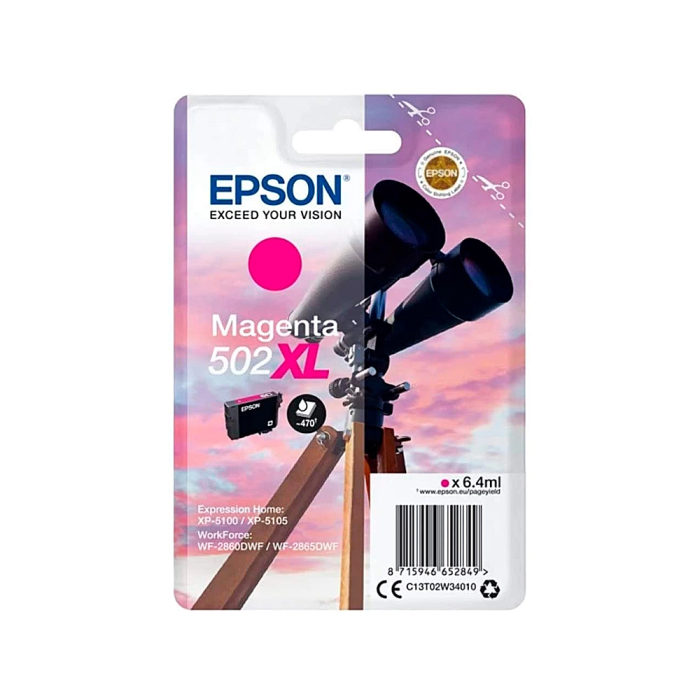 Epson Tinta Magenta Xp-5100, 5105 - Wf2860Dwf,2865Dwf - Nº 502XL 1 Epson Tinta Magenta Xp-5100, 5105 - Wf2860Dwf,2865Dwf - Nº 502XL 1