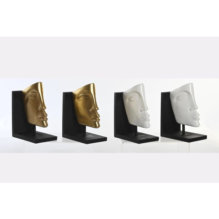 DKD Home Decor Sujetalibros Moderno de Resina con Diseño Cara, Set de 2. Decoración Dorado Blanco 22 x 30.5 x 10 cm 3 DKD Home Decor Sujetalibros Moderno de Resina con Diseño Cara, Set de 2. Decoración Dorado Blanco 22 x 30.5 x 10 cm 3