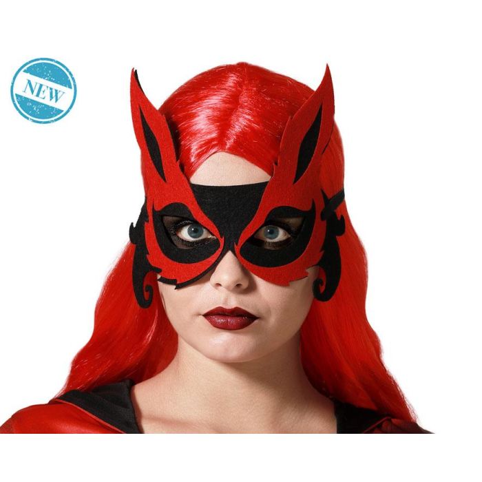 Antifaz de Zorro Rojo y Negro con Diseño Elegante - Accesorio para Disfraz, Baile de Máscaras o Halloween