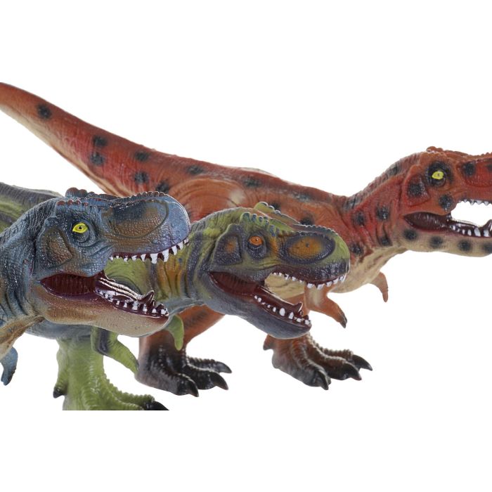 DKD Home Decor Juguete Dinosaurio de PVC Blando Multicolor para Niños. Pack de 3 Unidades Surtidas 17x28x60 cm 1