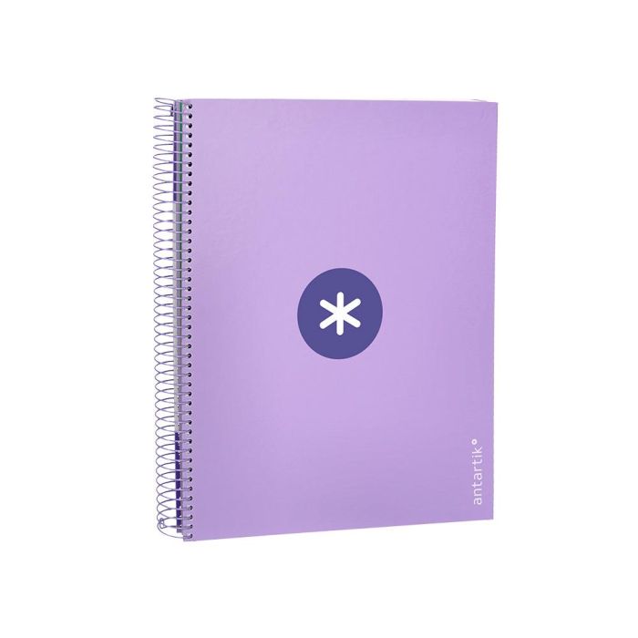 Cuaderno Espiral A4 Micro Antartik Tapa Forrada 120H 90 gr Cuadro 5 mm 5 Bandas 4 Taladros Color Lavanda 5