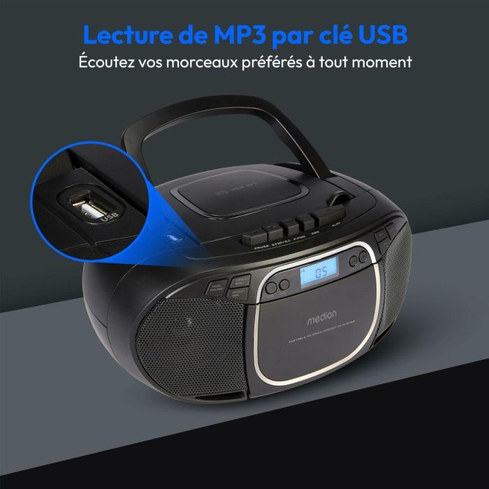 Medion MED4061275196481 Radio CD Portátil FM, 2x2.2W RMS, Color Negro 11 Medion MED4061275196481 Radio CD Portátil FM, 2x2.2W RMS, Color Negro 11