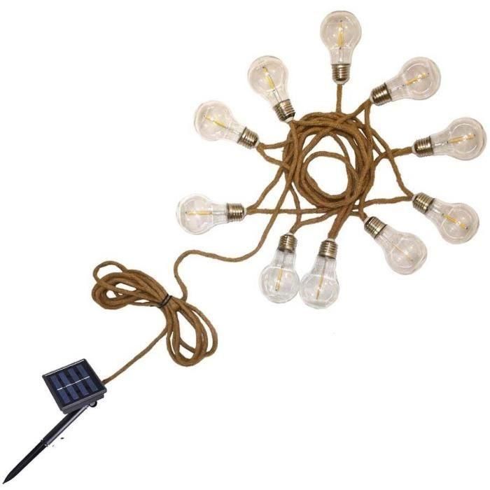 Guirnalda de luz solar - LUMISKY - FANTASY CORD SOLAR - 7,50 m - Cuerda 10 bombillas transparentes - LED blanco cálido Guirnalda de luz solar - LUMISKY - FANTASY CORD SOLAR - 7,50 m - Cuerda 10 bombillas transparentes - LED blanco cálido