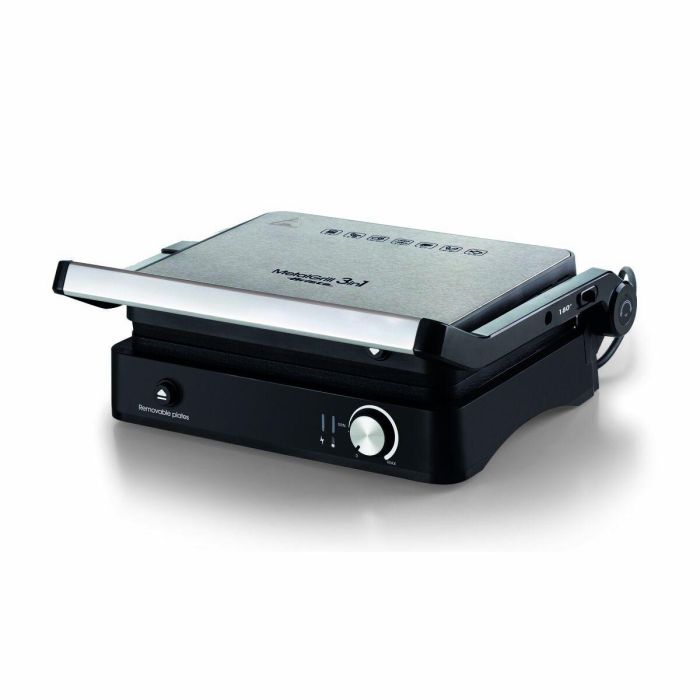 Ariete Grill Eléctrico 3 en 1 Metalgrill con Apertura 180º y Placas Antiadherentes para Bocadillos y Carne a la Parrilla