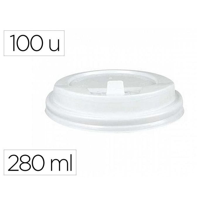 Tapa Para Vaso Bunzl 280 mL Poliestireno Con Orificio Paquete De 100 Unidades