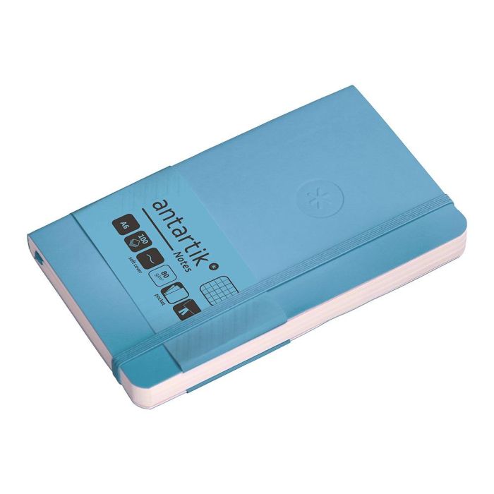 Cuaderno Con Gomilla Antartik Notes Tapa Blanda A6 Cuadricula Azul Claro 100 Hojas 80 gr Fsc 5