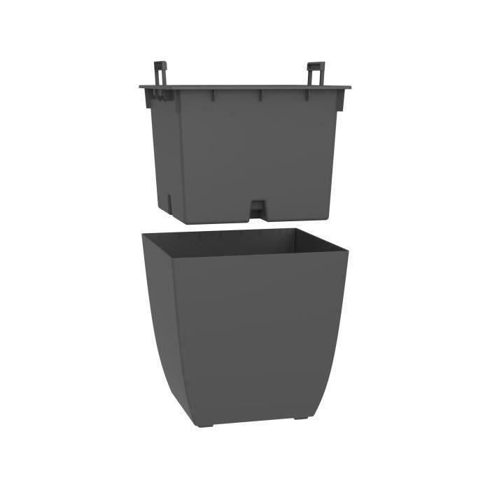 Jardinera - DIVA BASALT - Gris antracita - Cuadrada - 42 L - 43,5 x 43,5 x Al. 44,2 cm - EDA - Caja interior extraíble 4 Jardinera - DIVA BASALT - Gris antracita - Cuadrada - 42 L - 43,5 x 43,5 x Al. 44,2 cm - EDA - Caja interior extraíble 4
