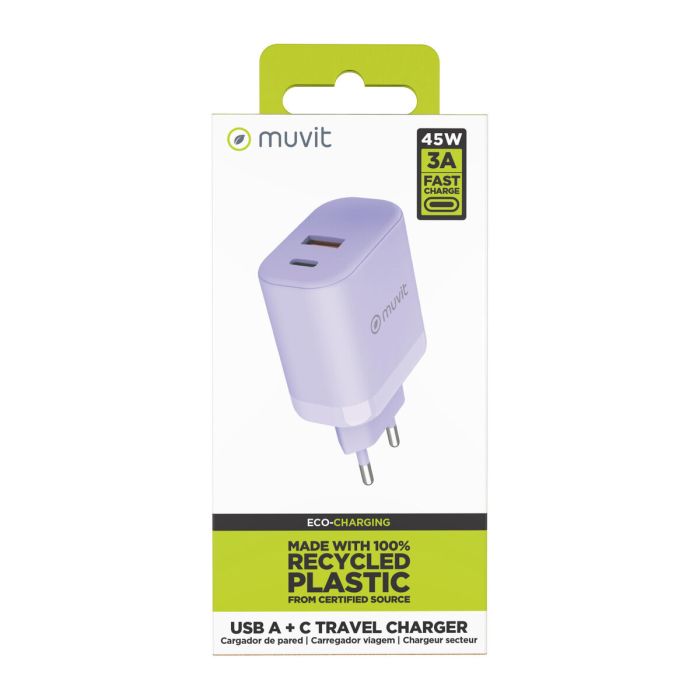 Cargador de Pared Muvit for Change WCEU24-45-AC Lavanda 45 W 4