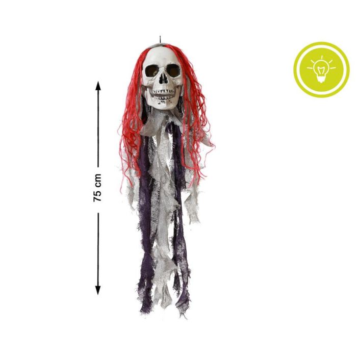 Calavera Colgante 75 cm Con Luz Roja Para Ambiente Macabro Terror