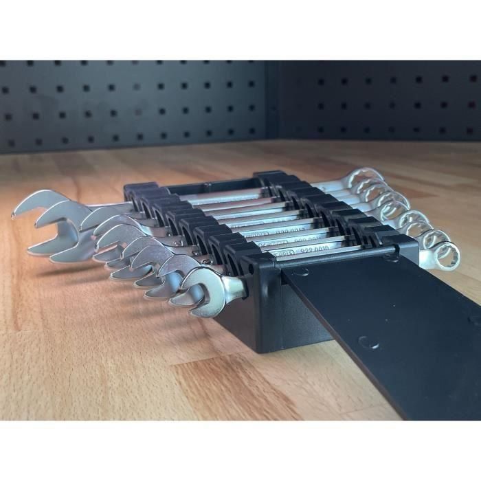 Juego de llaves combinadas métricas de 9 piezas - KS TOOLS - 922.0043 - Llave de boca con trinquete en caja - 8 a 19 mm - Ángulo de horquilla de ojo inclinado 15° 2