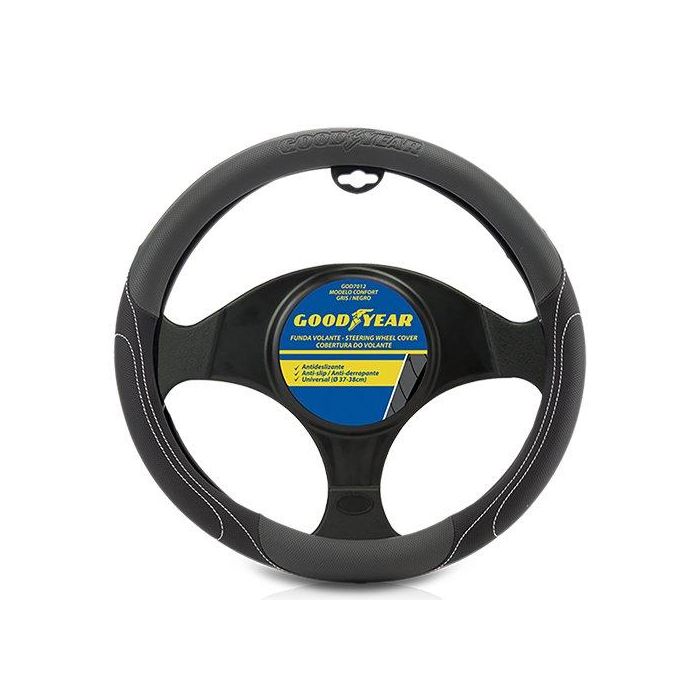 Goodyear GOD7012 Funda Volante Confort Antideslizante Gris-Negro 2 Goodyear GOD7012 Funda Volante Confort Antideslizante Gris-Negro 2
