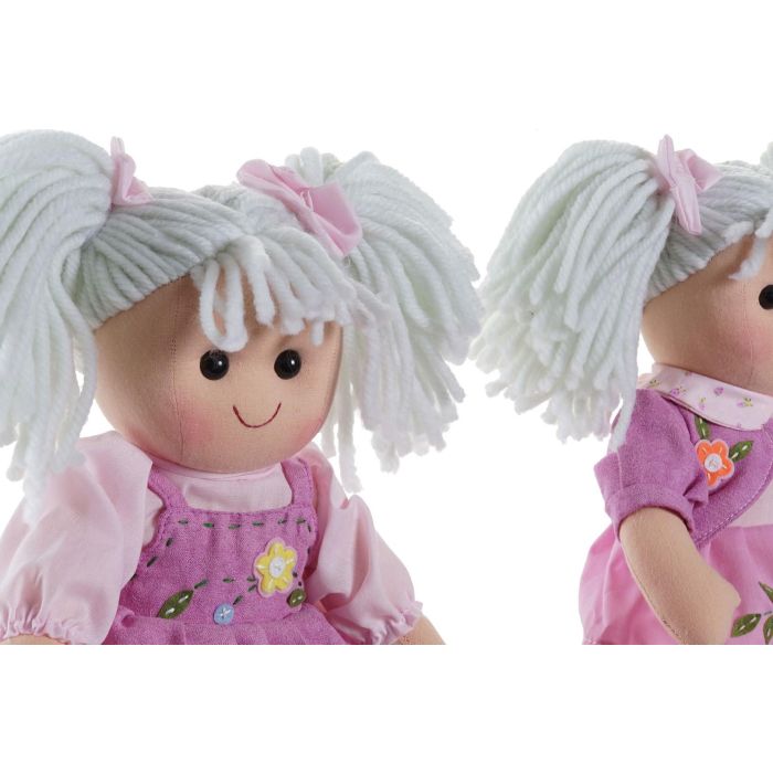 Muñeca Kids DKD Home Decor Rosa Blanco 10 x 35 x 24 cm (4 Unidades) 1