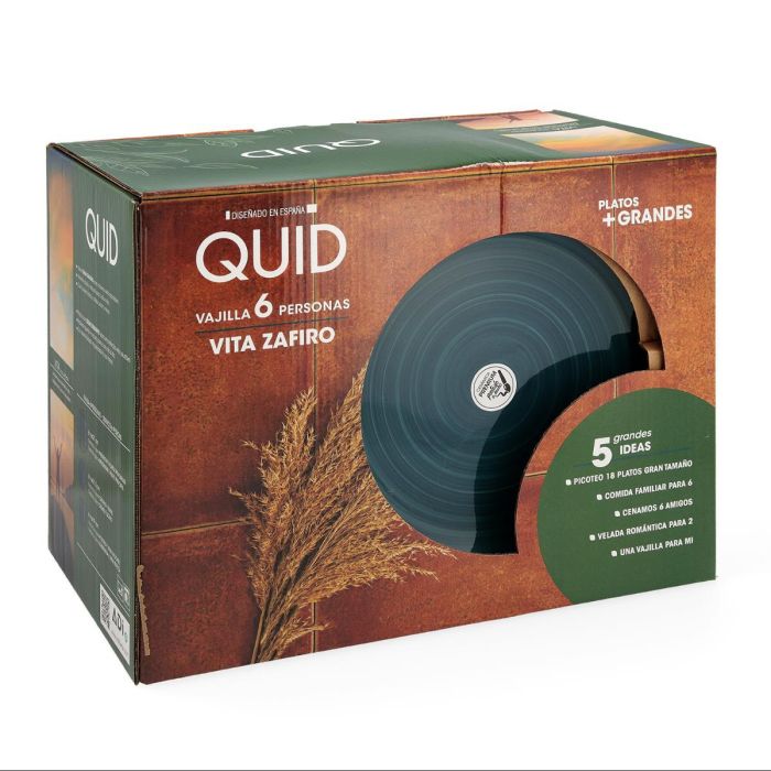 Quid Vajilla Cerámica Zafiro Vita 18 Piezas - 6 Personas Azul Brillo Apto Microondas Lavavajillas 5