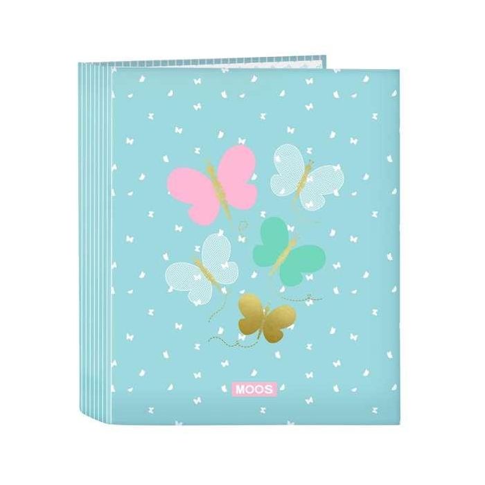 Carpeta de anillas Moos Butterflies Azul A4 27 x 33 x 6 cm