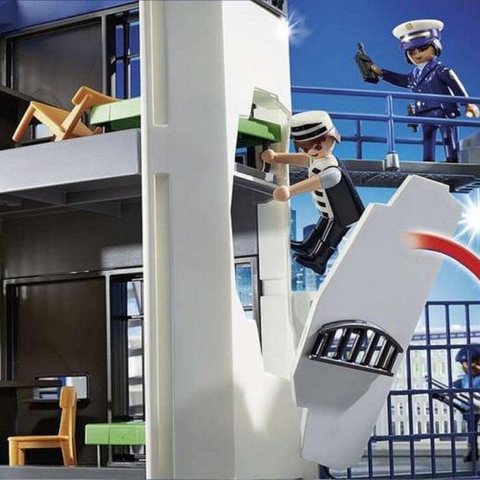 Playmobil 6919 Estación de Policía con Prisión, Escapada de Prisionero, Pared Rompible, 3 Figuras y Caja Huellas Digitales 4