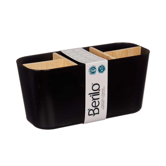 Organizador ovalado 5 huecos bambú negro Berilo 21x10x9 cm (6 Unidades) 1 Organizador ovalado 5 huecos bambú negro Berilo 21x10x9 cm (6 Unidades) 1