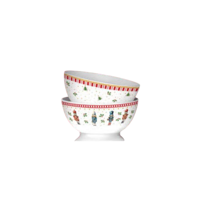 DKD Home Decor Bol de Navidad Tradicional Cascanueces Porcelana Multicolor 400ml 14x14x7 cm (12 Unidades)