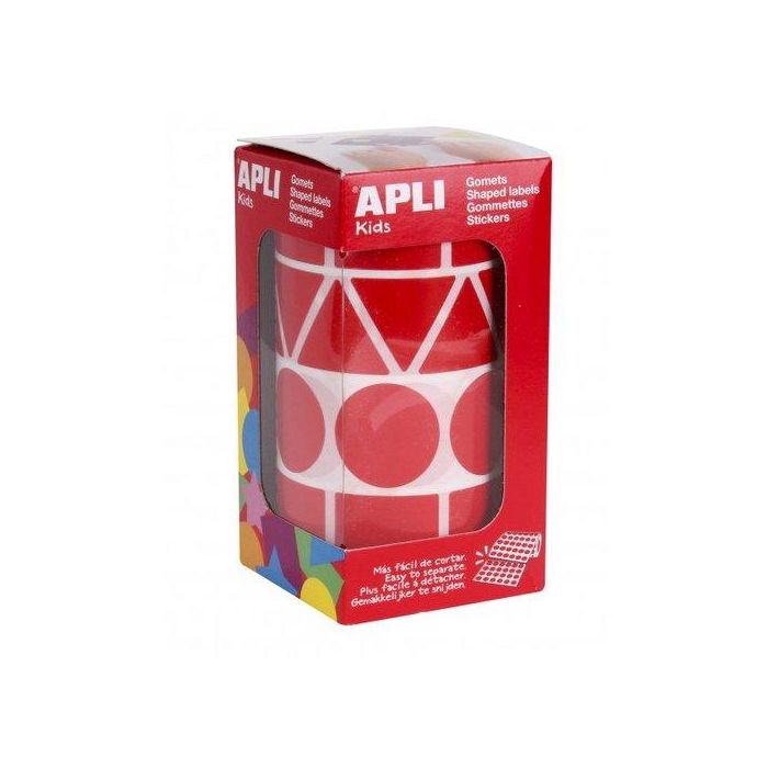 Apli Gomets Figuras Surtidas Rollo XL - 4 Formas, Amarillo, 1.357 Gomets, Ideal para Guarderías