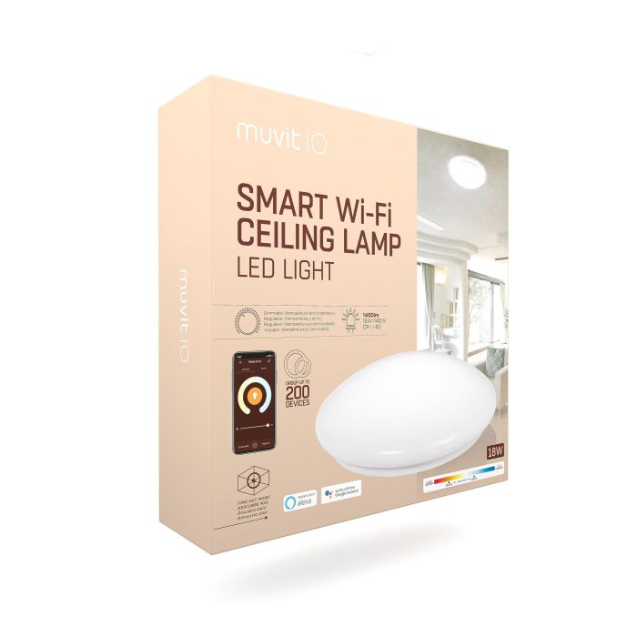 LÁMPARA DE TECHO MUVIT IOT MIOCLA001 - WiFi - 18W - 1400LUM - COMPATIBLE CON ASISTENTE DE VOZ 4 LÁMPARA DE TECHO MUVIT IOT MIOCLA001 - WiFi - 18W - 1400LUM - COMPATIBLE CON ASISTENTE DE VOZ 4