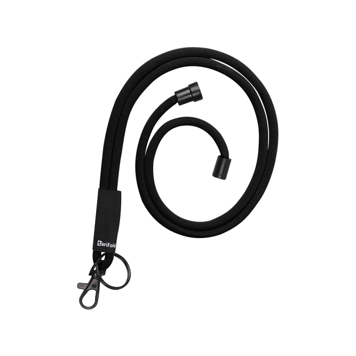 Djois Cordon Colgante Textil para Identificador con Llave Rígida y Mosquetón, 43 cm, Negro, Pack 10 Unidades 1