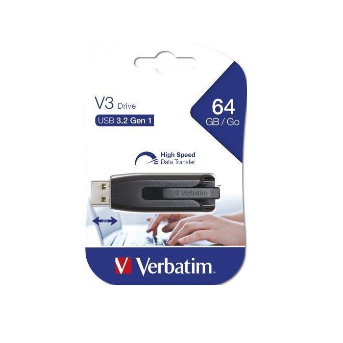 Verbatim Pendrive V3 Store ´N´ Go Super Speed 64 grb Retráctil Usb 3.2 Negro Verbatim Pendrive V3 Store ´N´ Go Super Speed 64 grb Retráctil Usb 3.2 Negro