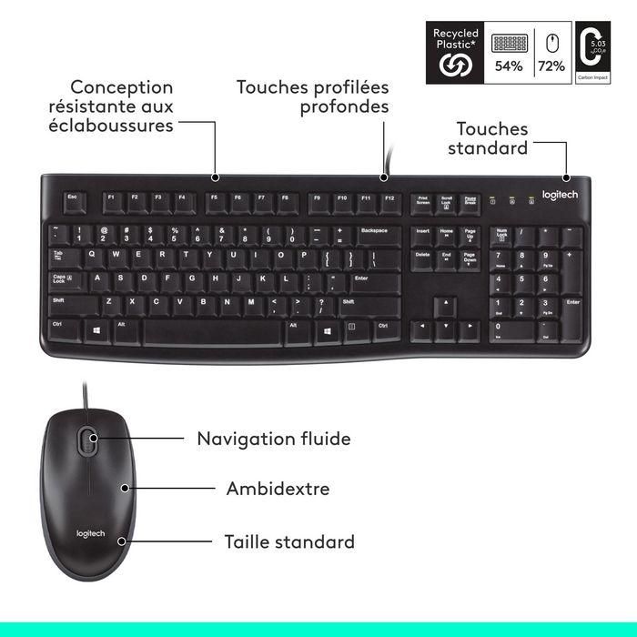 Logitech MK120 Teclado y Mouse USB Francés AZERTY con Cable 13