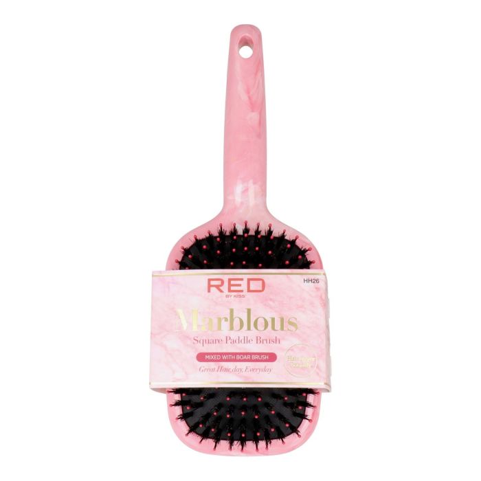 Red Kiss Marblous Boar Square Paddle Brush