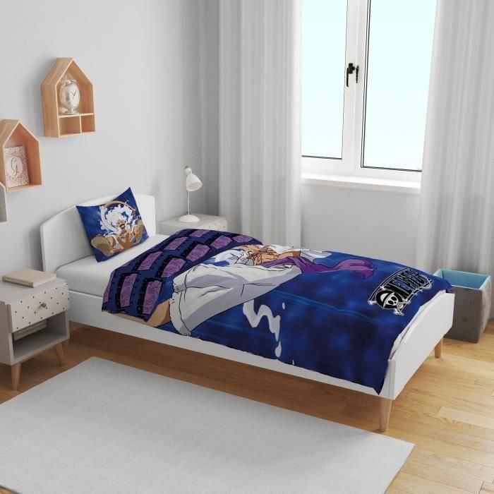 Juego de cama reversible - ONE PIECE - Luffy Gear - Azul - Microfibra - 1 funda nórdica 140 x 200 cm + 1 funda de almohada 63 x 63 cm 1 Juego de cama reversible - ONE PIECE - Luffy Gear - Azul - Microfibra - 1 funda nórdica 140 x 200 cm + 1 funda de almohada 63 x 63 cm 1