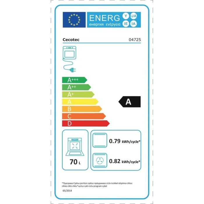 Cecotec Horno Multifunción Bolero Hexa Inox 2800W 70L Temporizador y Vapor 8