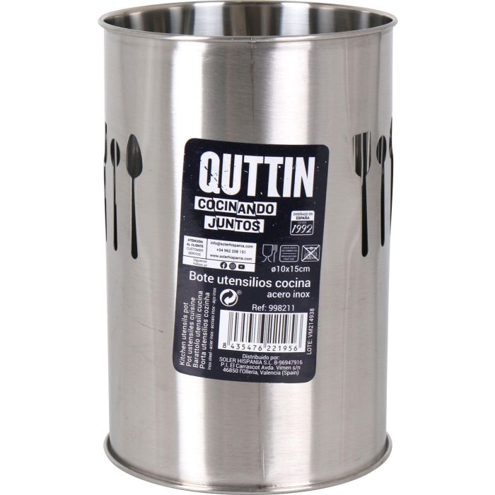 Bote de utensilios de acero inoxidable Quttin 10x15 cm (12 Unidades) 1 Bote de utensilios de acero inoxidable Quttin 10x15 cm (12 Unidades) 1