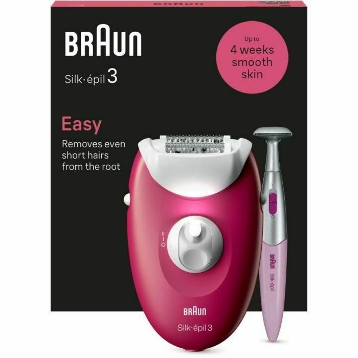 Braun 3-202 Depiladora Eléctrica Silk-épil 3 con 20 Pinzas, Recortadora y Función de Masaje, Color Fruta del Bosque 5