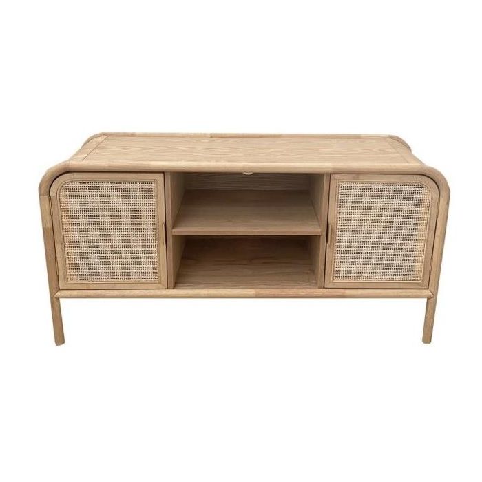DKD Home Decor Mueble TV Tropical de Abeto y Ratán 120 x 39 x 60 cm Colección Ceiba