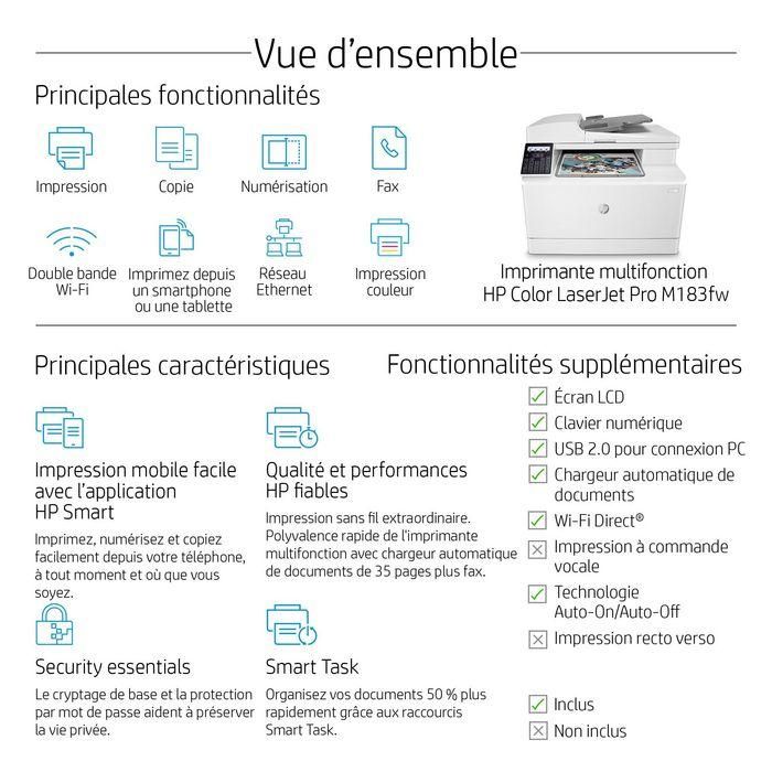 HP LaserJet Pro MFP M183fw Impresora Multifunción Color Láser A4 WiFi LAN ADF 9