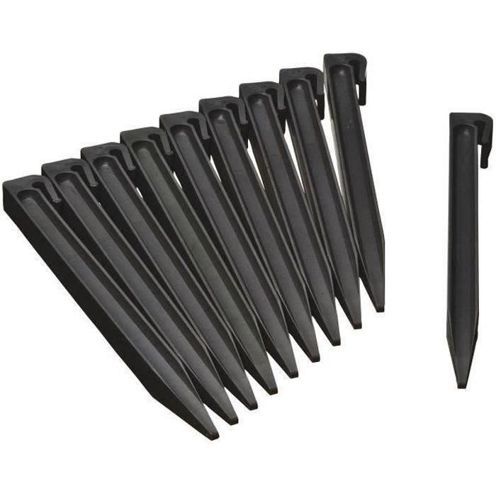 Nature Bolsa de 10 Anclajes de Polietileno Reciclado para Bordes de Jardín H 26.7x1.9x1.8cm Negro para encajar o atornillar