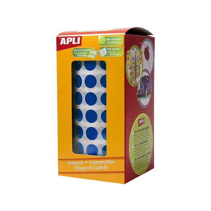 Apli Gomets Redondos 10,5 mm Rollo Azul -Rollo 5192 Unidades- 1