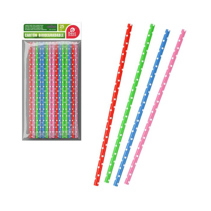 Best Products Pajitas de cartón con lunares, 25 unidades, colores surtidos, 19,5 cm 0 Best Products Pajitas de cartón con lunares, 25 unidades, colores surtidos, 19,5 cm 0