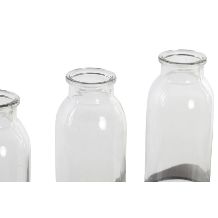 DKD Home Decor Jarrón Loft Negro Marrón Cristal Metal Set de 3 Piezas 11 x 45 x 22 cm 2