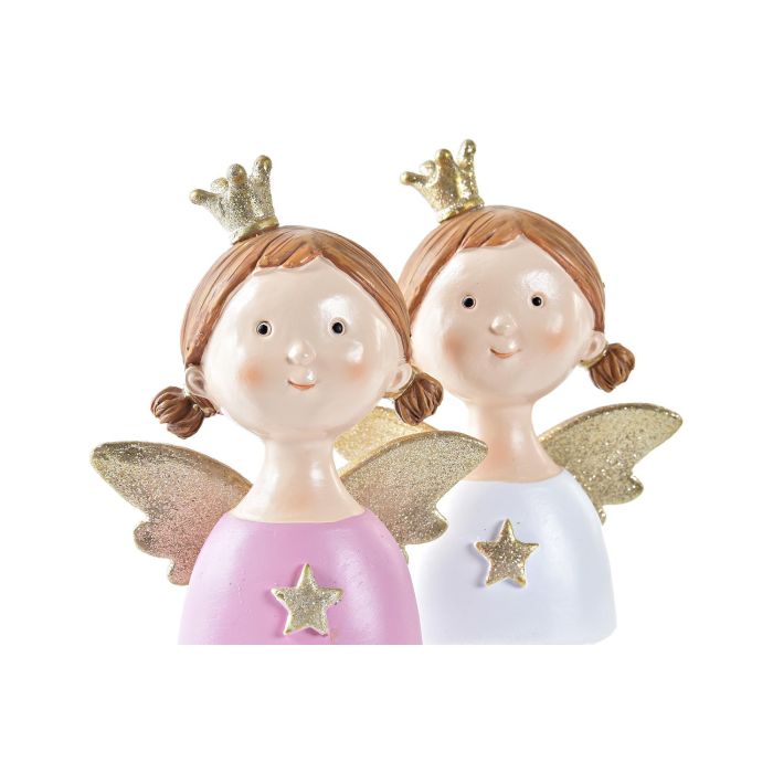 Figura Navidad Fantasia DKD Home Decor Rosa Blanco 5 x 12 x 9 cm (2 Unidades) 1