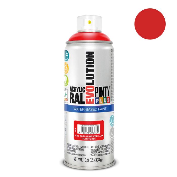 Pintura en spray pintyplus evolution water-based 520 cc ral 3020 rojo tráfico