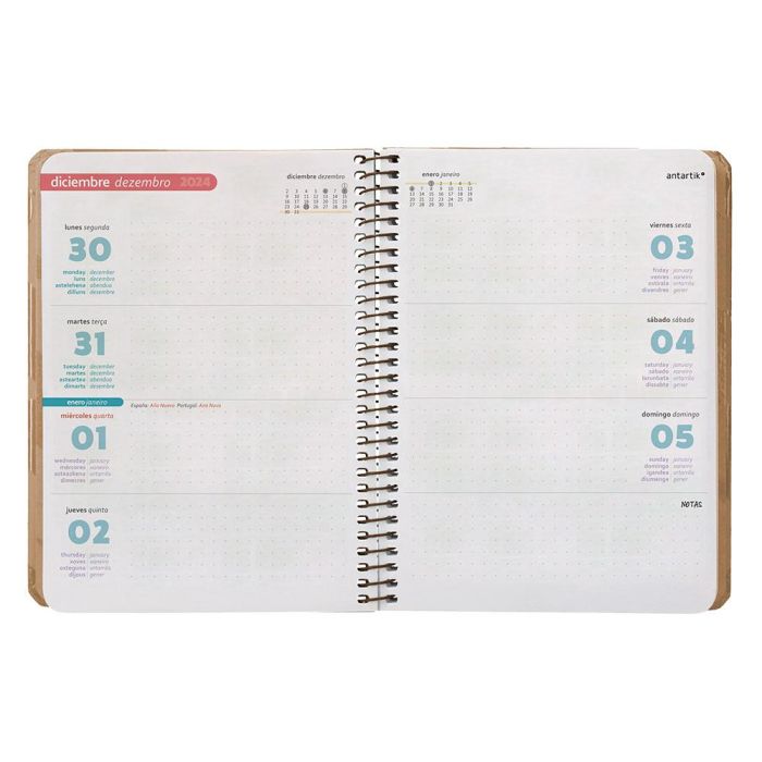 Agenda Espiral Antartik Pattern A6+ 2025 Semana Vista Color Rosa Nude Papel 80 gr 8