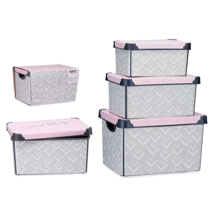 Set 3 Cajas Plástico Kipit Vibes - 39x29x23.5 cm, 35x23.5x16.5 cm, 29x19x13.5 cm Set 3 Cajas Plástico Kipit Vibes - 39x29x23.5 cm, 35x23.5x16.5 cm, 29x19x13.5 cm