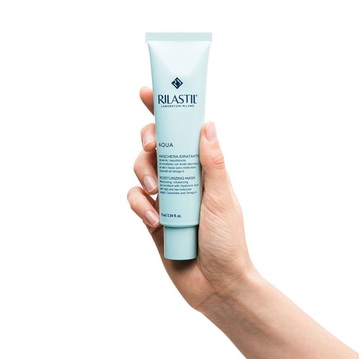 Rilastil AQUA Mascarilla Hidratante Intensa 75 ml - Tratamiento Facial con Ácido Hialurónico y Aceite de Onagra Rilastil AQUA Mascarilla Hidratante Intensa 75 ml - Tratamiento Facial con Ácido Hialurónico y Aceite de Onagra