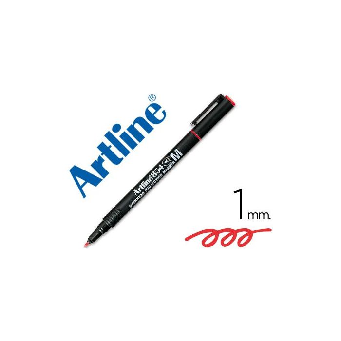 Rotulador Artline Retroproyeccion Punta Fibra Permanente Ek-854 Rojo -Punta Redonda 1 mm 12 unidades