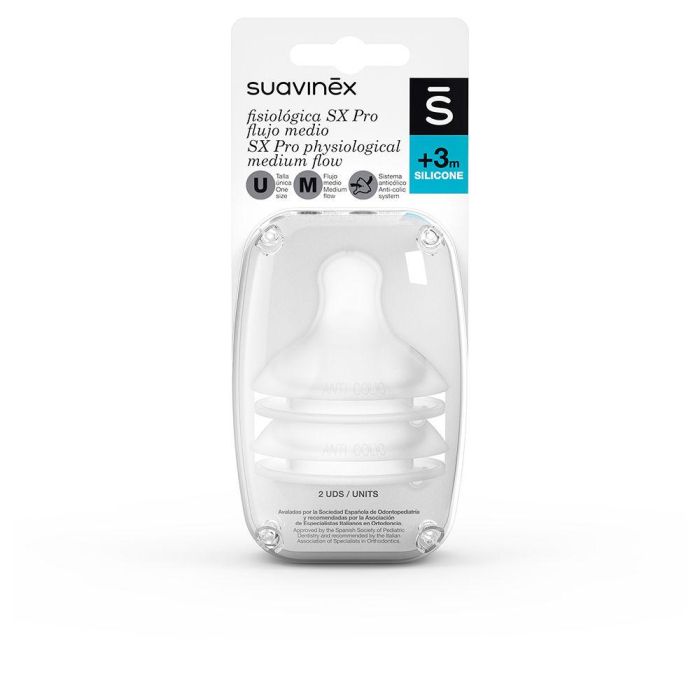 Suavinex SX Pro Tetina Fisiológica Silicona Flujo Medio M 2 u Bebé +3 Meses Suavinex SX Pro Tetina Fisiológica Silicona Flujo Medio M 2 u Bebé +3 Meses