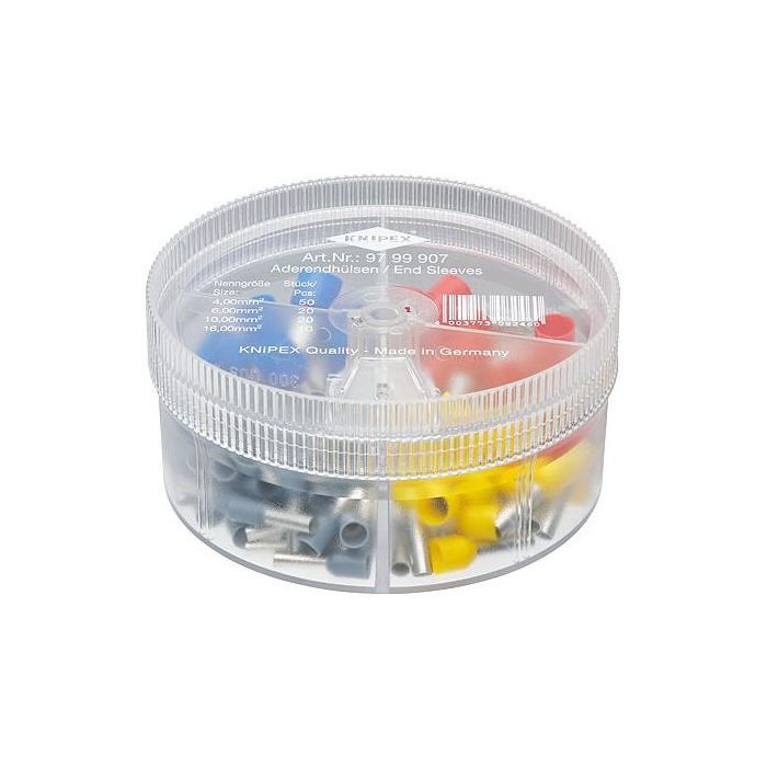 Knipex 97 99 907 Sortimento Aderendhülsen aisladas para cables, colores Negro, Azul, Rojo, Plata, Amarillo